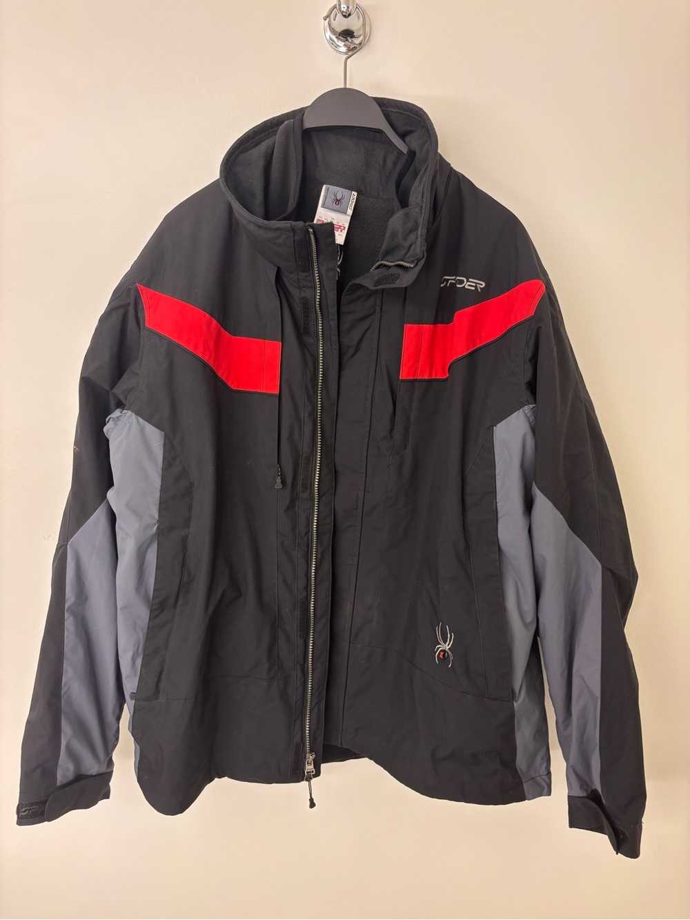 Spyder XSCAP 3-in-1 Ski Jacket Mens XXL 58 Black Red Gray Removable Fleece